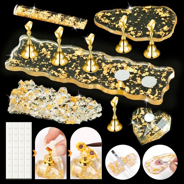SAVILAND Nail Stand for Press On Nails: 2X Powerful Magnetic Nail Holder for Painting Nails Display 40PCS False Finger Holder Art Brush Putty Acrylic Nail Art Kit Accessories Nail Enthusiasts Home DIY