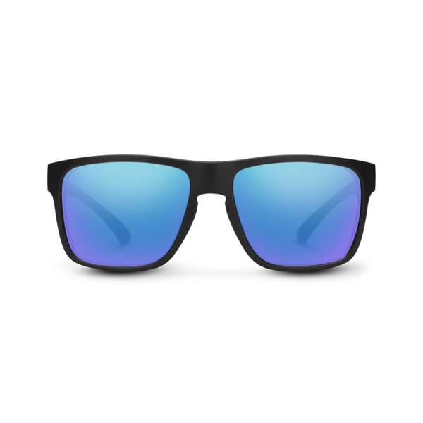 Suncloud Rambler - Polarized Sunglasses - for Men & Women - Matte Black + Polarized Blue Mirror Lenses