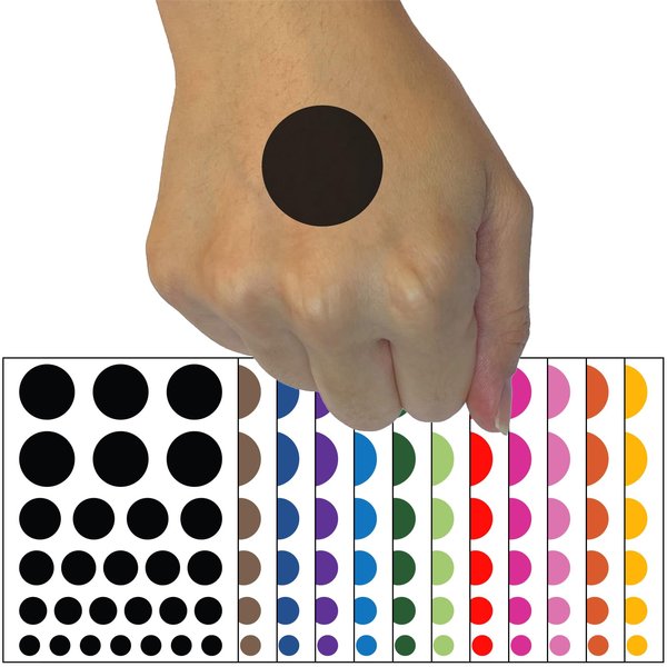 Circle Dot Temporary Tattoo Water Resistant Fake Body Art Set Collection - Red (One Sheet)