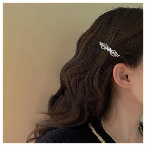Andelaisi Vintage Crystal Wing Hair Clip Barrette Gold Rhinestone Angel Wing Hair Pins Clips Gold Cz Crystal Barrette Head Clips Bride Pearl Hairclip Decorative Headwear Crystal Wedding Headpieces