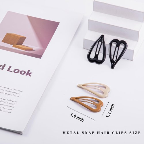 Cptots Metal Snap Hair Clips Heart Shape Hair Barrettes for Women Non Slip Hair Clips For Thick and Thin Hair,Brown,1.9 x 1.1 Inches,12 PCS