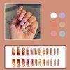 Hkanlre Pink Press on Nails Long Fake Summer Nails Ballerina Tips Full Cover False Colorful Gradient Nails for Women and Girls 24PCS