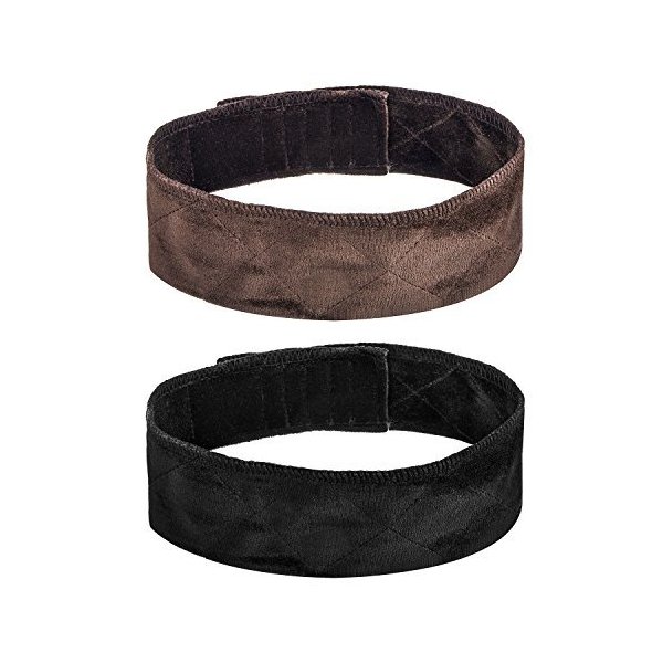 2 Pack Velvet Wig Band Head Hair Band Adjustable Fastern (Black and Brown)