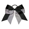 NEW "Two-Tone BLACK & GRAY" Cheer Bow Pony Tail 7 Inch Girls Hair Cheerleading Dance Practice Football Games Uniform Elastic Grosgrain Ribbon