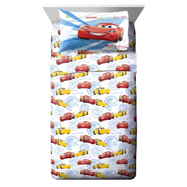 Jay Franco High Tech Twin 3 Piece Sheet Set, Cars Red
