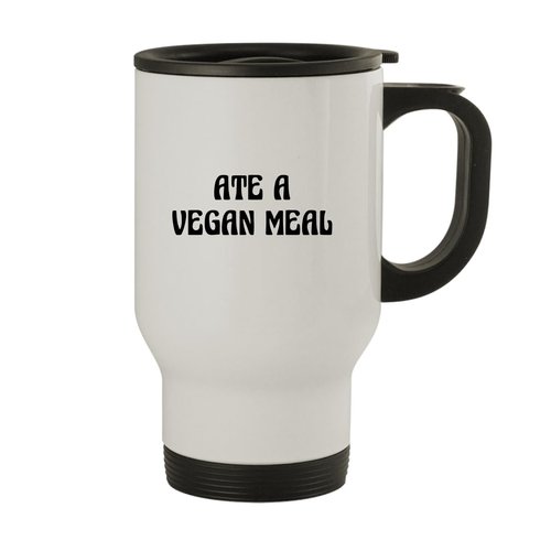 Molandra Products Ate A Vegan Meal - Stainless Steel 14oz Travel Mug, White