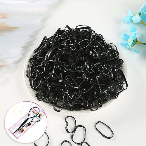 2000 PCS Hair Bands, Black Elastic Hair Band, Mini Hair Rubbers Ties for Girls Ponytail Hair Accessories, Soft Elastic Bands Non-Slip Small Hair Tie, with 2 PCS Topsy Tail Hair Tools.