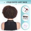 Fancy Hair Human Hair Wig Short Lace Front Wigs Kinky Curly Glueless Side Part Brazilian Virgin Human Hair Curly Bob Wigs with Baby Hair for Black Women (Brown,10 Inch)