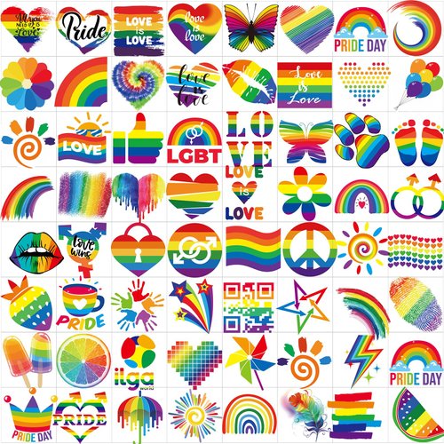 XIYOKA 70 Sheets Pride Tattoos, Gay Pride tattoos, LGBT Rainbow Temporary Tattoos, Waterproof Rainbow Flag Tattoo Stickers for Pride Equality Parades and Celebrations