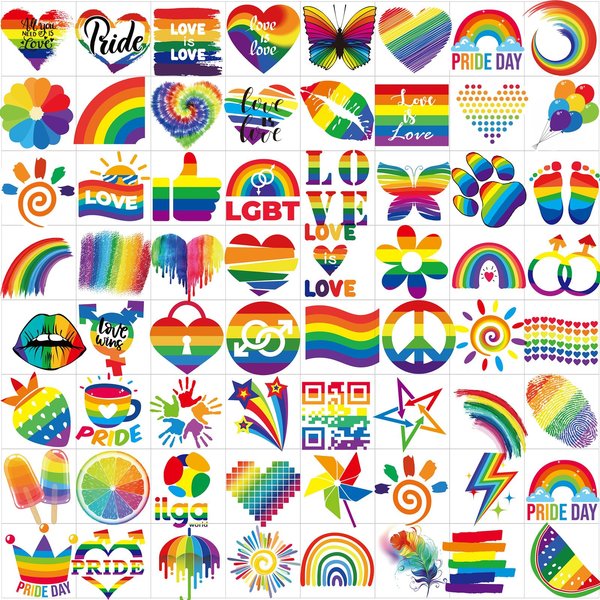 XIYOKA 70 Sheets Pride Tattoos, Gay Pride tattoos, LGBT Rainbow Temporary Tattoos, Waterproof Rainbow Flag Tattoo Stickers for Pride Equality Parades and Celebrations
