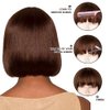 NICMISS Chocolate Brown Human Hair Wigs with Bangs Short Bob Wig Human Hair 10 Inch Straight Bob Wigs for Black Women Human Hair Glueless None Lace Front Brazilian Hair Dark Brown