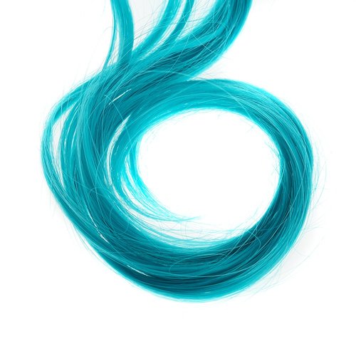 SWACC 12 Pcs Curly Wavy One Color Party Highlights Clip on in Hair Extensions Colored Hair Streak Synthetic Hairpieces (Teal Blue)