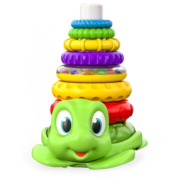 Move2Play, Stacking Toy, Includes 7 Unique Rings, Montessori Development, Baby Toy, Gift for 1 Year Old Boys & Girls, Ages 0-6+, 9, 10, 12, 18+ Months (Turtle Stacker)