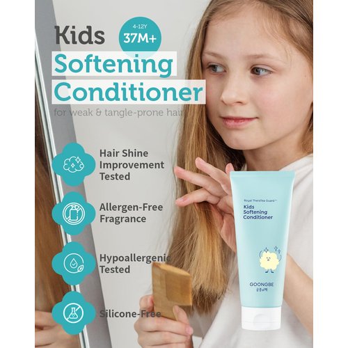 GOONGBE Kids' Softening Hair Conditioner - Korean Kids Glossy Hair Conditioner for Weak, Frizzy and Tangle Prone Hair - Silicone-Free Formula - Allergen Free Scent, 6.76oz.