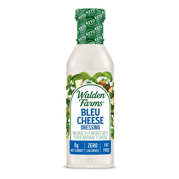 Walden Farms Bleu Cheese Dressing 12 oz Bottle - Fresh and Delicious, 0g Net Carbs Condiment, Kosher Certified - So Tasty on Salads, Burgers, Chicken, Appetizers and Many More