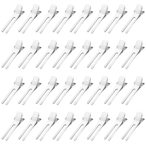 60Pcs Double Prong Pin Curl Clips, BesoAnan 1.8" Hairdressing Roller Alligator Hair for Styling Sectioning, Metal Duck Bill Hair Clips with Storage Box for for Makeup, Barber, DIY