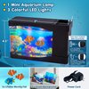 Artificial Fish Tank Virtual Ocean Toy in Motion Lamp - Mini Office Desk Aquarium 3 Colorful LED Lights, Colorful Aquarium Backgrounds - 3 Artificial Fish, Bubbles Tank with Moving Fish, Gift for Kids