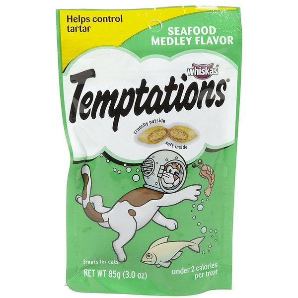 Whiskas Temptations Cat Treats, Seafood Medley, 3 oz (Pack of 3)