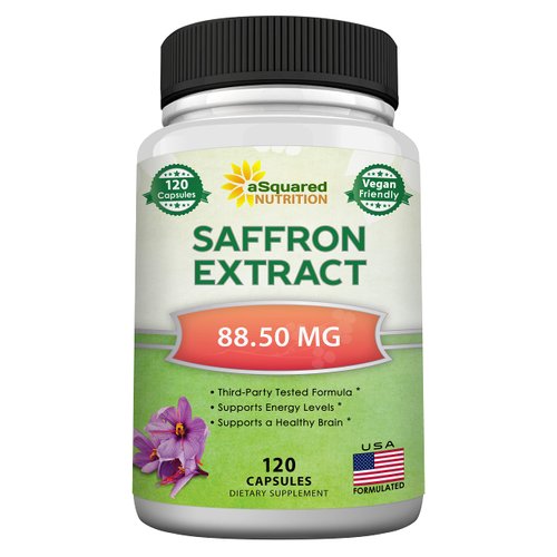 aSquared Nutrition Saffron Supplements - 120 Capsules - Saffron Extract Supplement Pills - Pure Saffron Alternative to Powder, Tea, Threads & Gummies