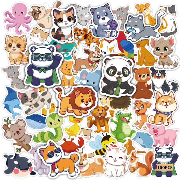 OHOME Stocking Stuffers for Kids - Water Bottle Stickers for Kids,Cute Animal Aesthetic Sticker Pack - Party Favors for Kids 4-8 | 3-12 Boy Girl Birthday Gift,Arts Crafts Preppy Stuff for 8-12,100 PCS