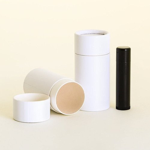 KJ's Krafts 50 mL White Kraft Paperboard Lip Balm/Salve/Cosmetic/Lotion/Deodorant Tubes (25), KJ-3878-PUW