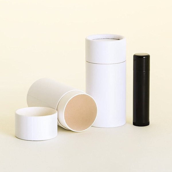 KJ's Krafts 50 mL White Kraft Paperboard Lip Balm/Salve/Cosmetic/Lotion/Deodorant Tubes (25), KJ-3878-PUW