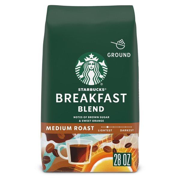 Starbucks Ground Coffee—Medium Roast Coffee—Breakfast Blend—100% Arabica—1 bag (28 oz)