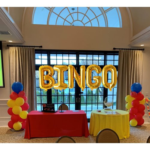 Bingo Night Balloon Banner,Game Time Cards Winning Ball Photography Background Cake Table Banner Decorations Party Supplies,16 inch,Gold