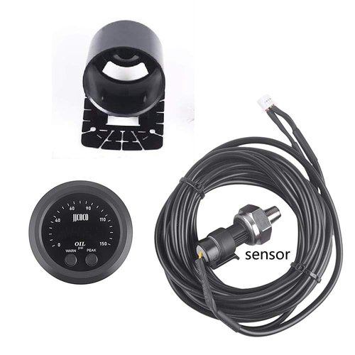 ZHSYMX Universal Oil Pressure Gauge Kit 2-1/16" (52mm) 150 PSI - Digital Meter Red Display with 1/8NPT Electronic Sensor - for Boat Marine Car Auto Truck Automotive Gauge Sets