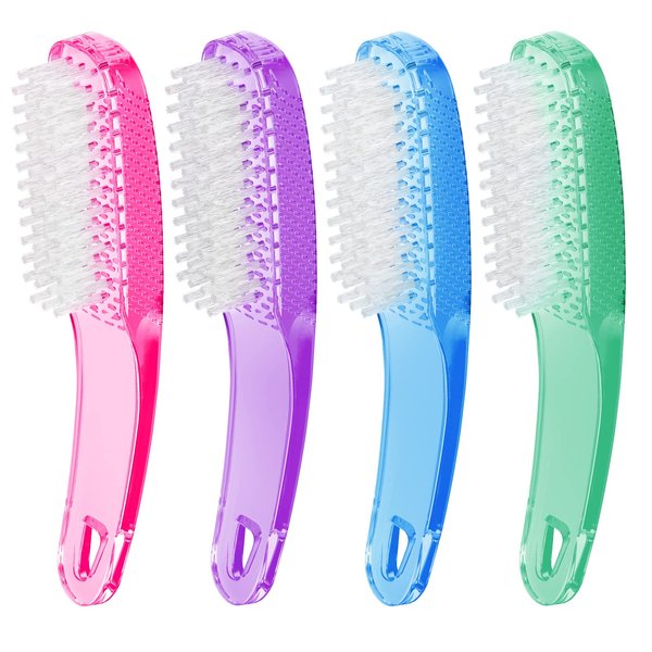Larbois Nail Brush for Cleaning Fingernails, 4Pack Handle Grip Nail Brushes Fingernail Brush for Cleaning Nail Scrub Brush for Toes and Nails Women Men (Color3)
