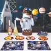 DECORLIFE Space Themed Party Supplies Serves 24, Space Birthday Decorations for Boys, Complete Pack Includes Astronaut Rocket Plates and Napkins, Forks, Total 96PCS