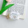 Faneiy for AirPods 4th Generation Case with Keychain+Cleaner Kit,Cute Clear Glitter Flower Floral Protective Earphone Cover,Soft Transparent TPU for AirPods 4 Case Women Girl-White