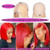 Pre Plucked HD Transparent 13X4 Straight Red Blunt Cut Bob Wig Human Hair Lace Frontal Wig With Baby Hair Natural Hairline Glueless 100% Unprocessed Human Hair Red Bob Wigs Lace Front With Black Women
