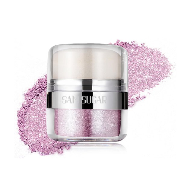 Kyannkara Glitter Body Highlighter Powder Body Shimmer Sparkle Face Brightening Highlighter Powder for Face Eyes Body Glow Makeup With sponge head（04#）