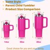 14 oz Tumbler for kids with Detachable Flip Straw Lid and handle, 100% Leak Proof 14 oz mini cup, Stainless Steel Vacuum Insulated Tumbler, Wide Mouth Easy to Clean, Keep Cold or Hot (Pink)