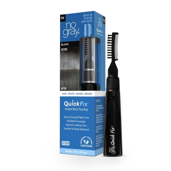No Gray Quick Fix, 1N Black, Instantly Hide Gray, Silver & White Hair, Easy to Use Applicator, Compact & Travel Friendly, Vegan & Cruelty Free