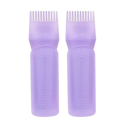Yebeauty Root Comb Applicator Bottle Brush with Graduated Scale for Hair Dye , 2 Pack 6 Ounce Purple