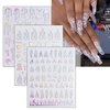 Aurora Holographic Nail Stickers, 16 Sheets Self-Adhesive Nail Decal Glitter Stars Heart Nail Art Decoration Design Supplies