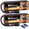 Nihewo 3S Lipo Battery 2Packs 11.1V 6500mAh RC Lipo Battery 90C Hard Case with Tr Connector Compatible with Arrma HPI 1/8 1/10 RC Truck Vehicles Car Truggy Buggy Tank Hobby
