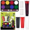 Halloween Family Makeup Kits, 8 Colors Face Paint Palette, Black White Red Liquid Face Paint Tube, Liquid Fake Blood, For Halloween Costume Makeup, Wounds, Injuries Blood