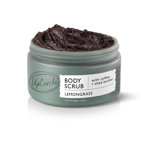 UpCircle Exfoliating Coffee Body Scrub with Lemongrass 7.4oz - Sea Salt, Shea Butter + Coconut Oil - Natural, Vegan Exfoliator For Soft, Smooth Skin
