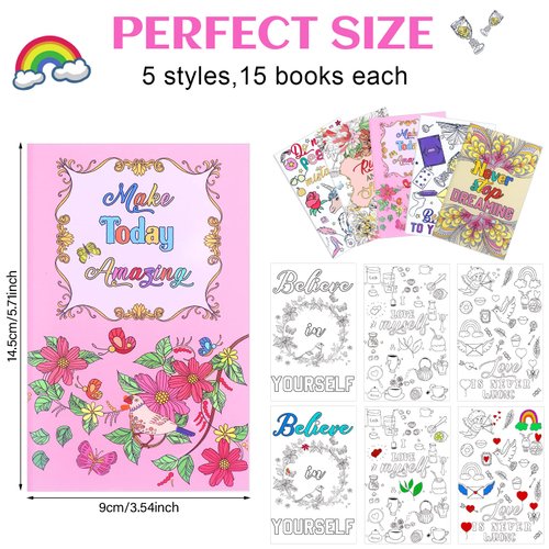 75 Pcs Bulk Inspirational Coloring Book Positive Quote Coloring Books for Kids Adult Mandala Coloring Books Stress Relieving Back to School Gifts