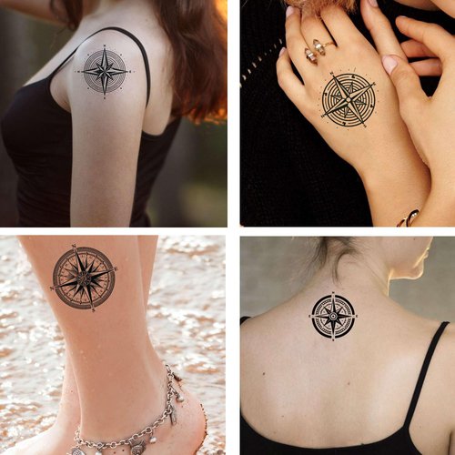 Tattoonova 6 Sheets Temporary Tattoo Men Adults Compass Party Favors Sea Body Face Sleeve Fake Tattoos