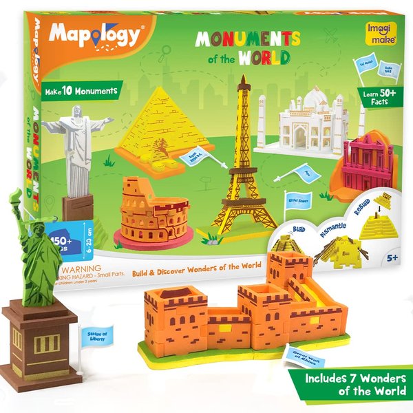 Imagimake Mapology Monuments of World | 3D Puzzles for Kids Ages 8-10 | Learning & Educational Toys for Kids 5-7 | Puzzles for Kids Ages 4-8 | Easter Gifts for Kids | Easter Toys