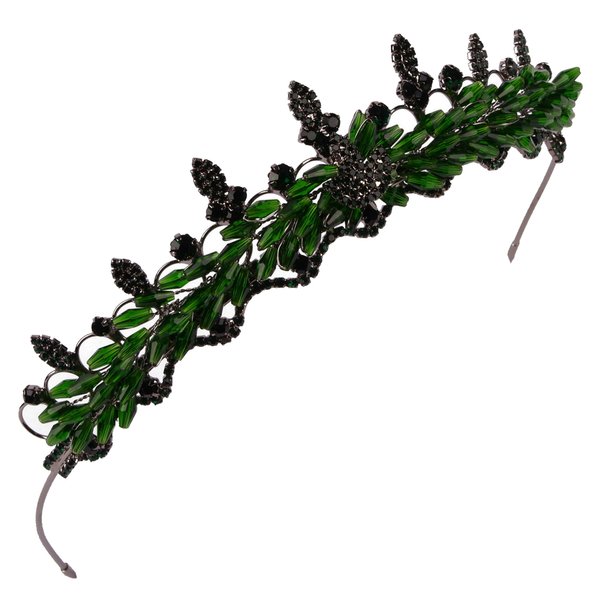 LIMELIA Women's Tiara - Crown for Henna Wedding Party | Glitter Hair Accessories for Bridal Birthday Pageant Prom Halloween Cos-play Costume Christmas Party, Princess Crowns | Crystal Glass Beads - Green