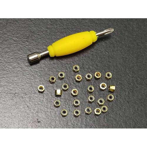 LEEFAI 24 Pcs Gold Fingerboard Self Lock Nuts for Fingerboard Trucks-Upgraded Nylon Insert