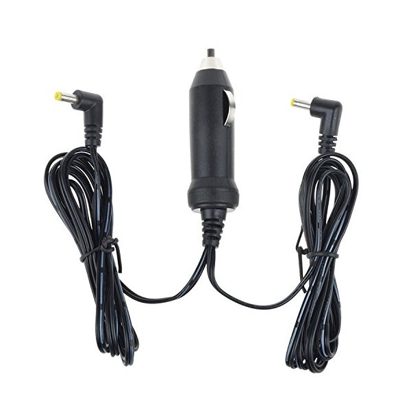SLLEA Car Auto DC CigCarette Power Supply Power Cord Power Cable 2 Output Charger Adapter for Naxa NPD-703 Npdt-750 TFT Swivel Screen Portable DVD Player
