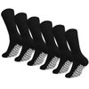 Men Women Anti Slip Grip Non-Skid Crew Cotton Diabetic Socks 6-pack Black