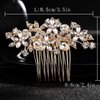 Foyte Crystal Bride Wedding Hair Comb Silver Flower Bridal Headpieces Leaf Hair Pieces Rhinestone Bridesmaid Side Combs Hair Accessories for Women and Girls (gold flower)