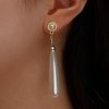 Iaceble Boho Teardrop pearl Earrings Thin pearl Drop Earrings Gold Long pearl Dangle Earrings Vintage pearl Earrings Jewelry for Women and Girls